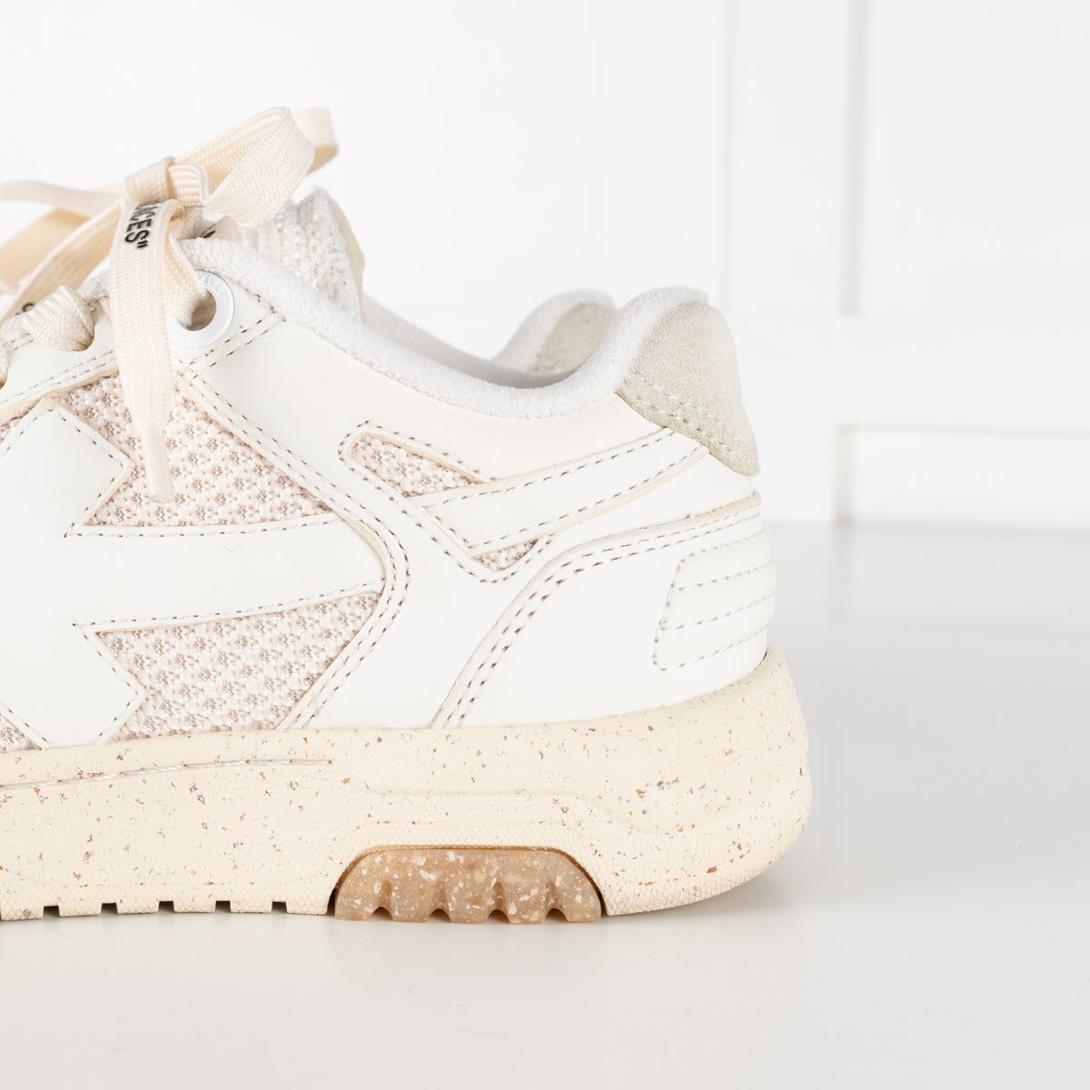 Off White Slim Out Of Office Sneakers in Cream & White