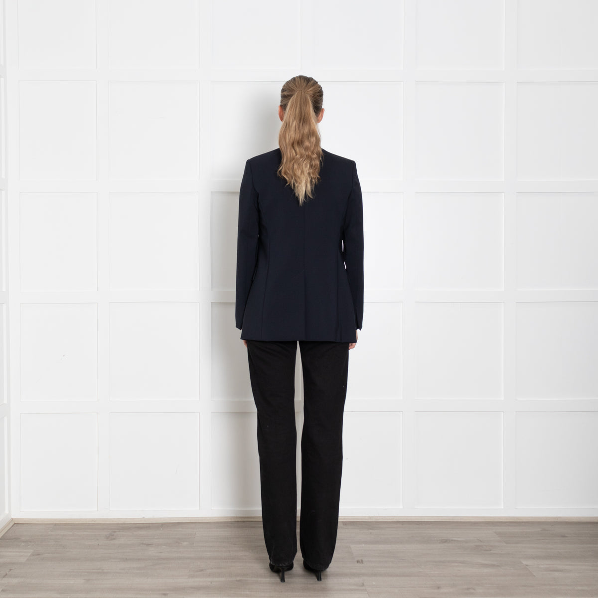 Sportmax Navy Blue Black Trim Edge To Edge Blazer Jacket
