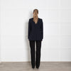 Sportmax Navy Blue Black Trim Edge To Edge Blazer Jacket