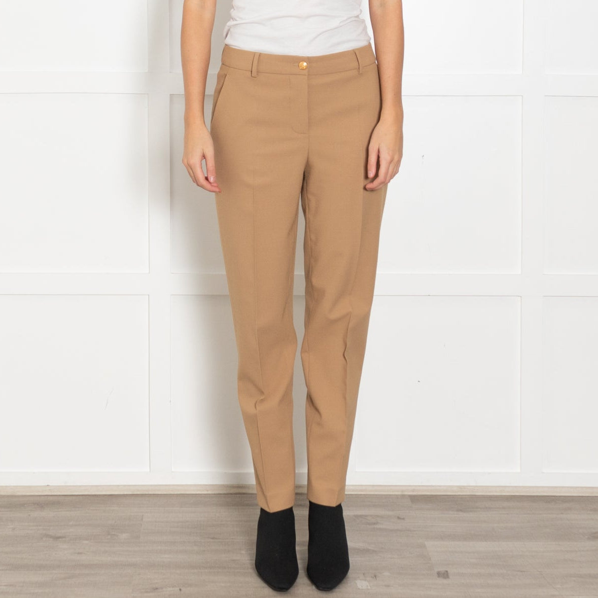 Boutique Moschino Camel Straight Tailored Trousers