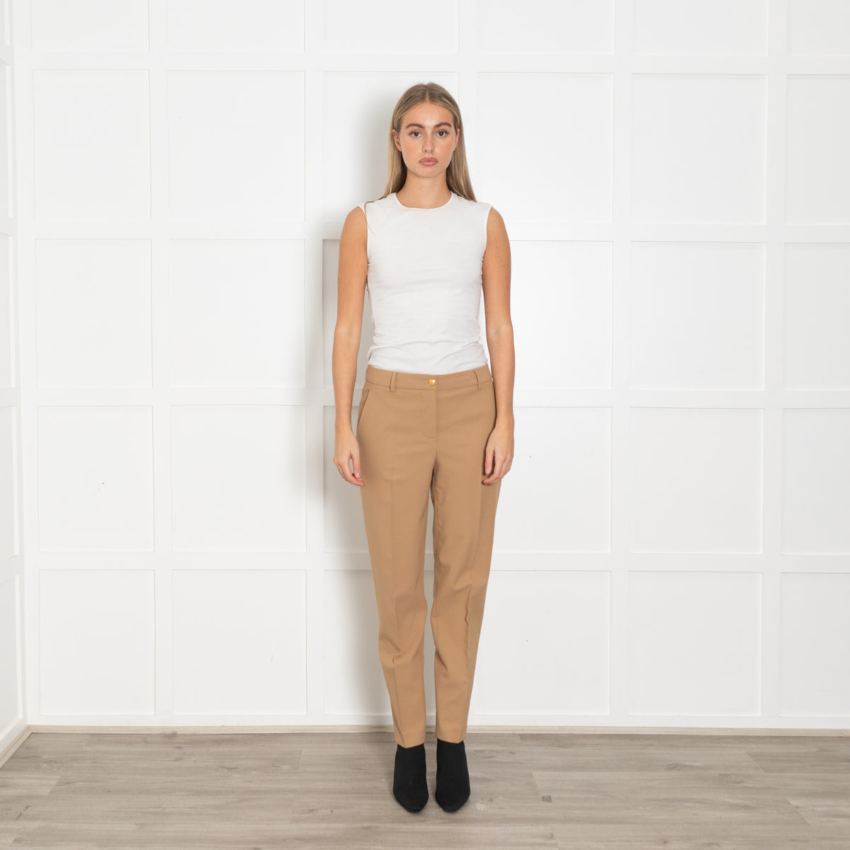Boutique Moschino Camel Straight Tailored Trousers