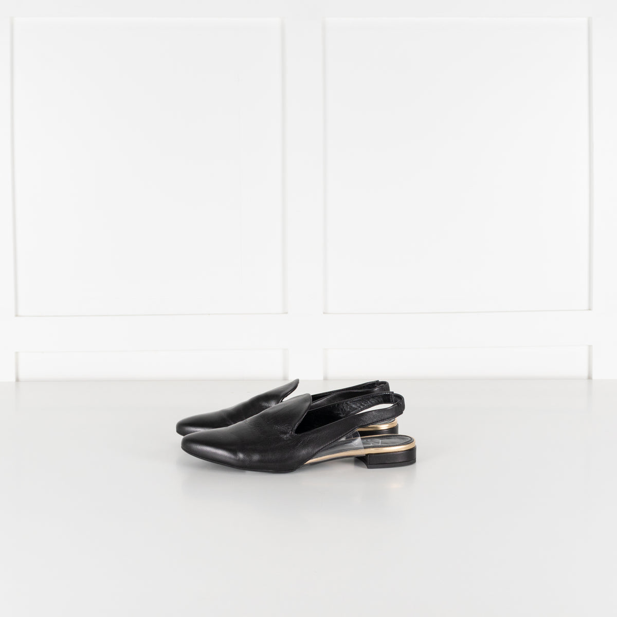 Agl Black Leather Slingbacks