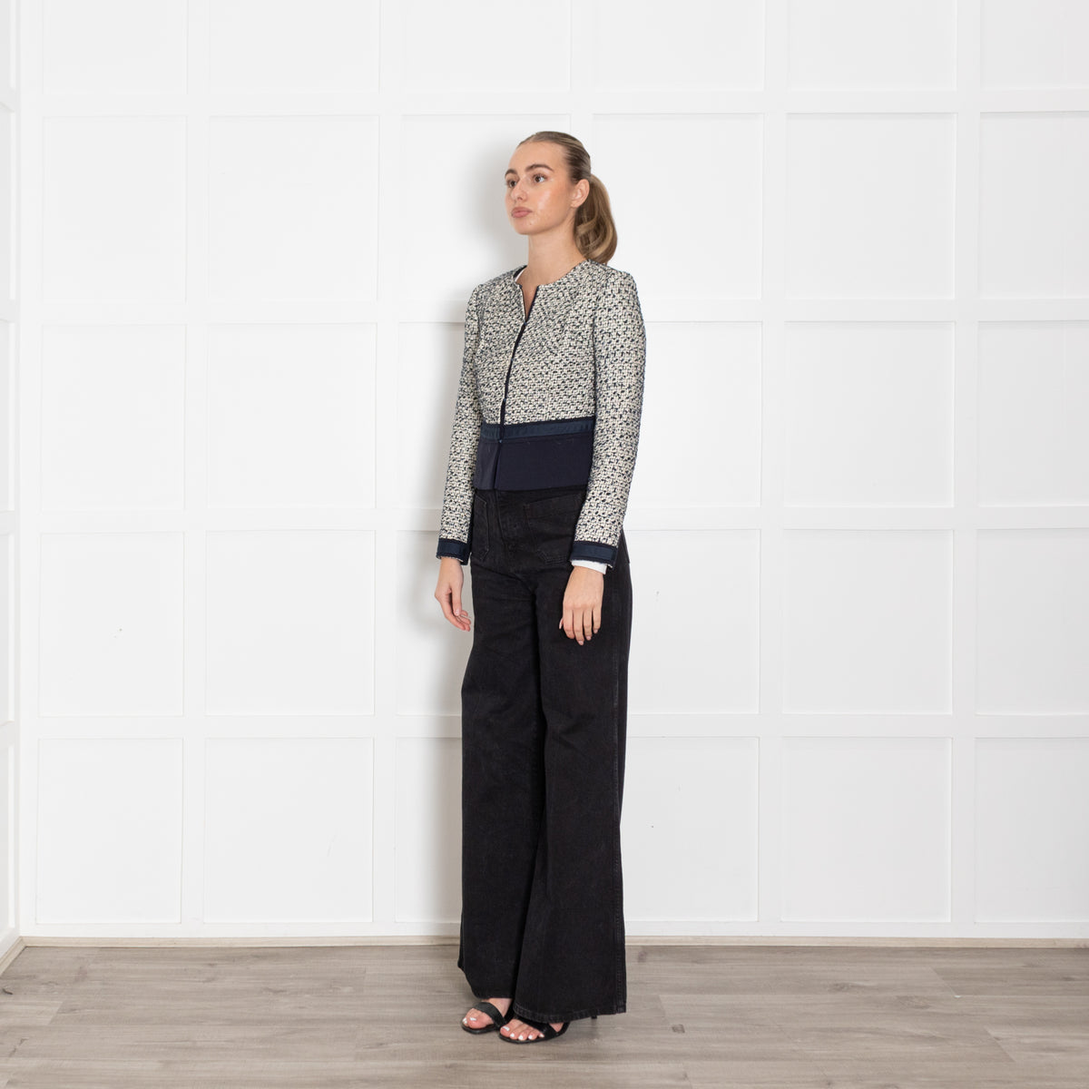 Tory Burch Navy White Tweed Short Jacket