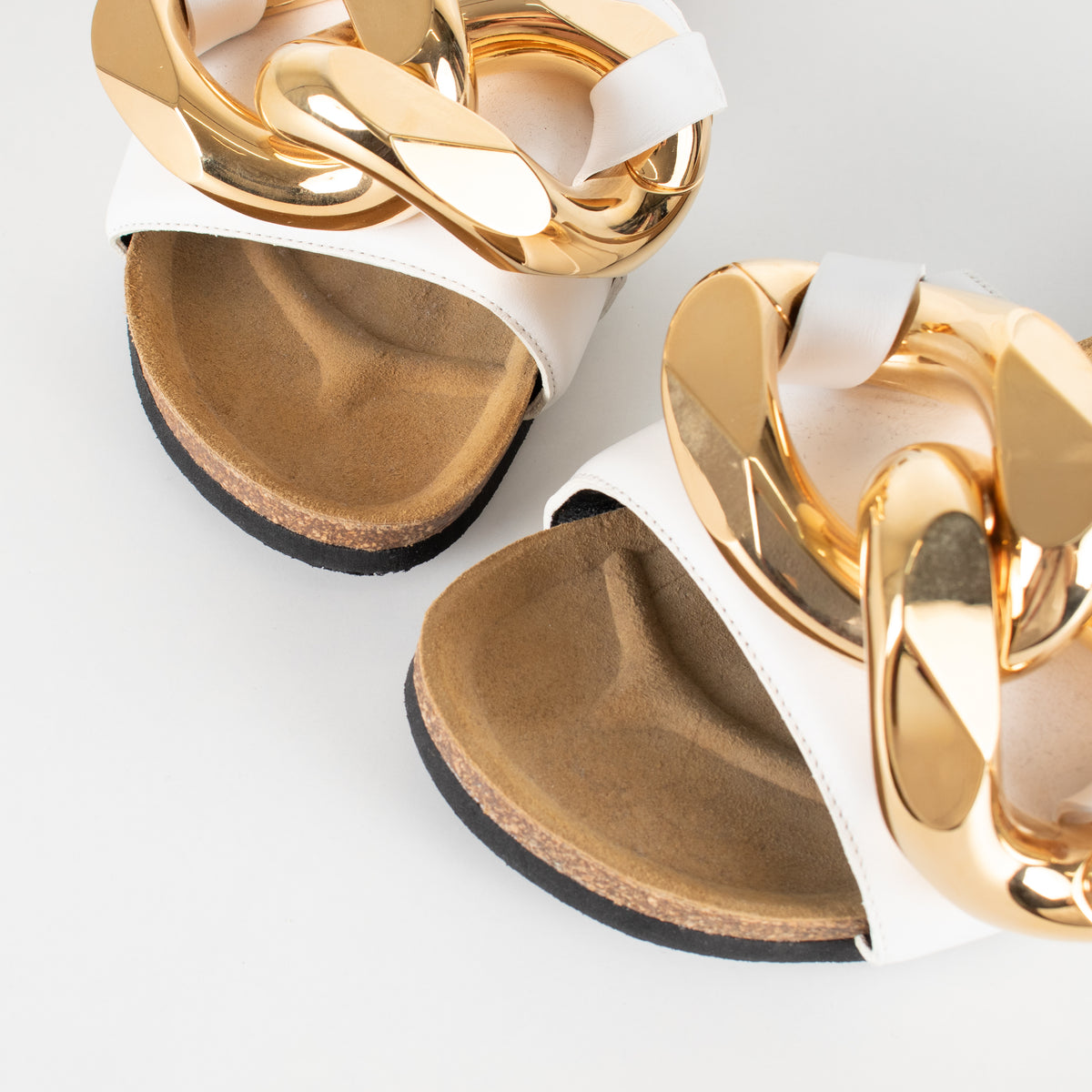 JW Anderson White Chain Link Sliders