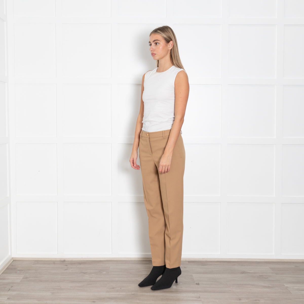 Boutique Moschino Camel Straight Tailored Trousers