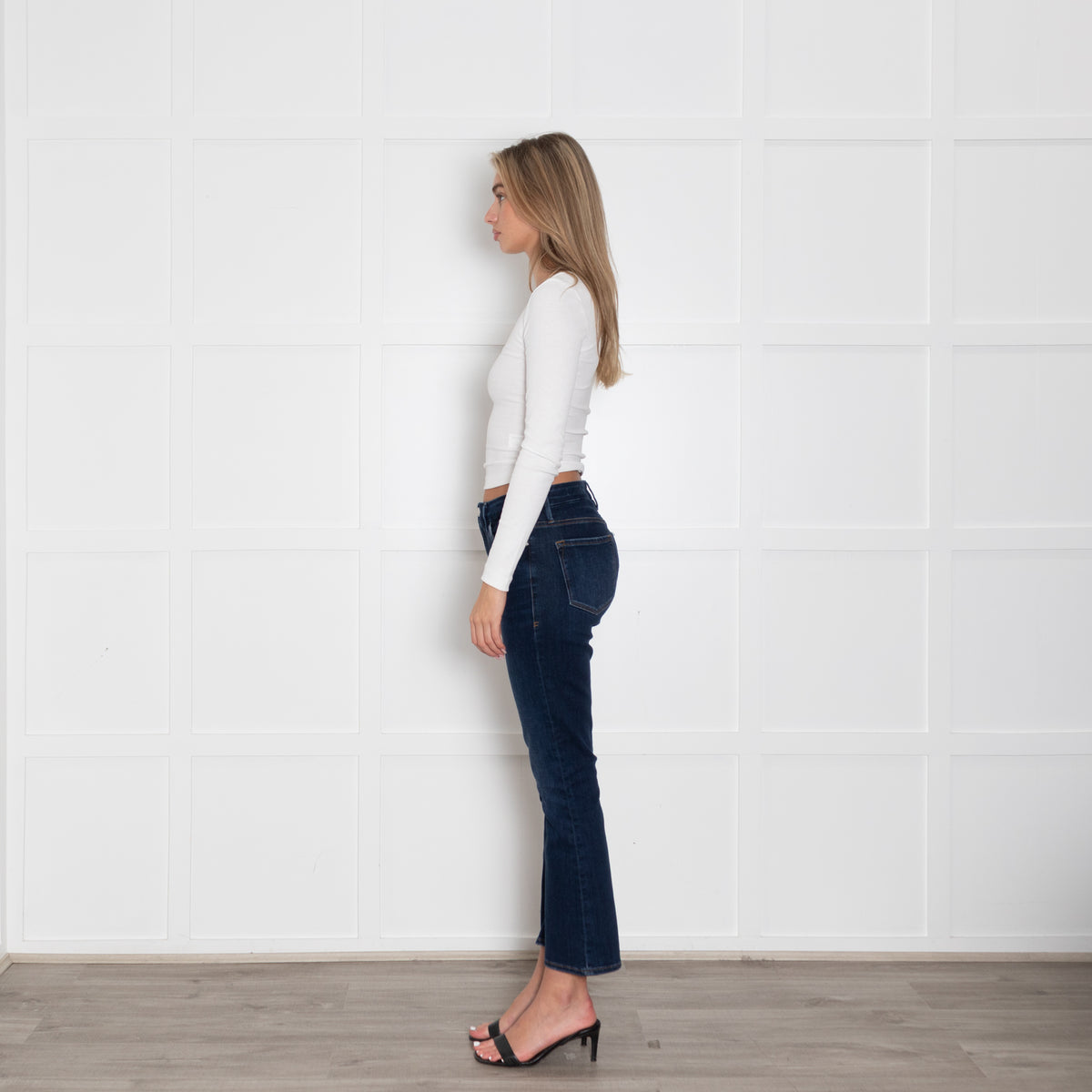 Frame Dark Blue Denim Le Crop Mini Boot Jeans