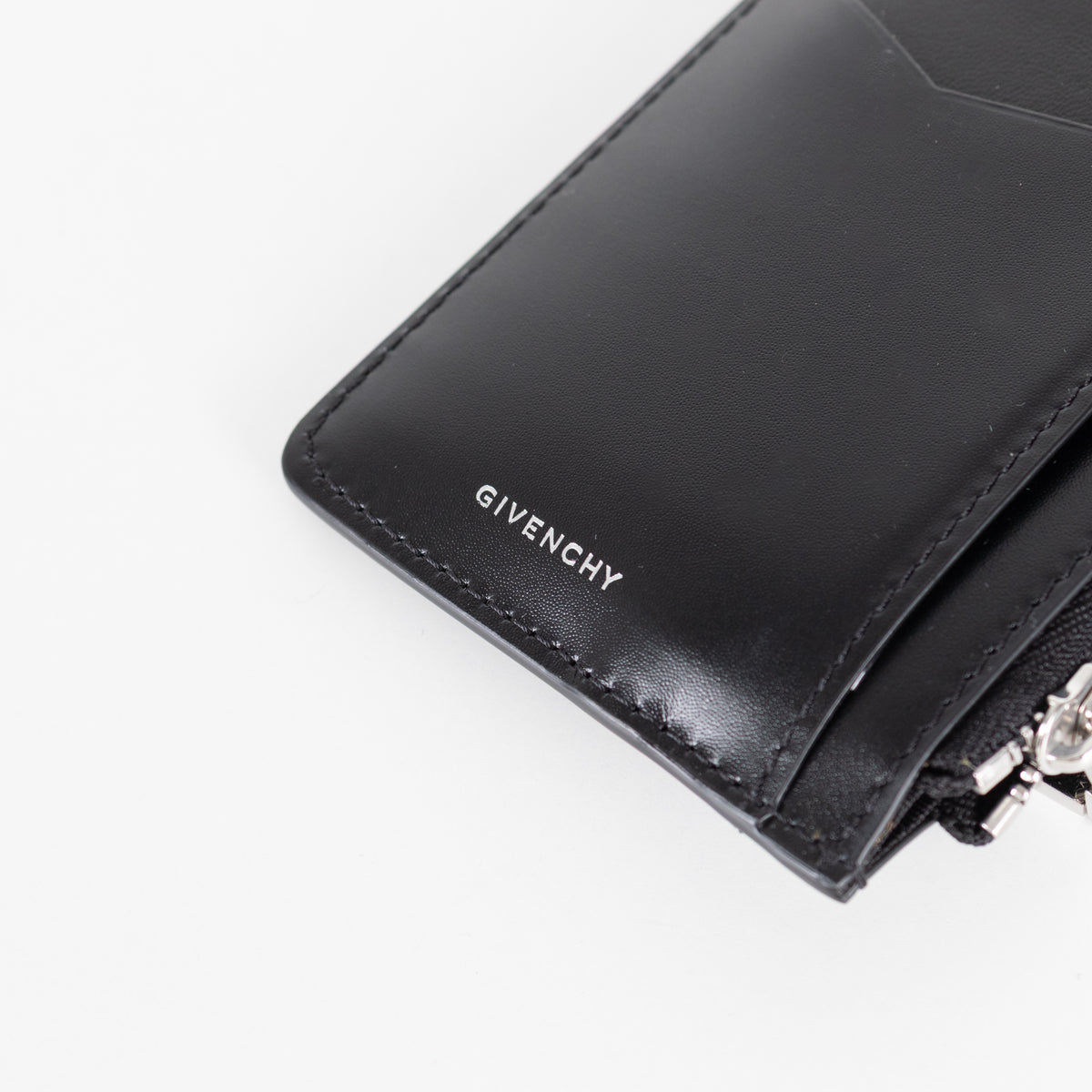 Givenchy Black Zip Around Smooth Leather Keychain Wallet