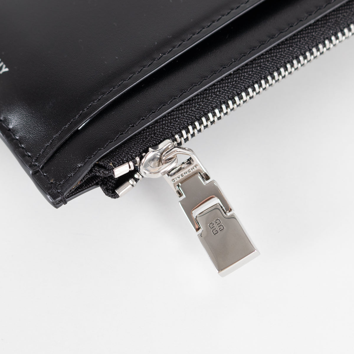 Givenchy Black Zip Around Smooth Leather Keychain Wallet