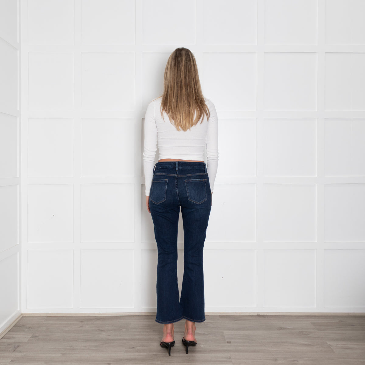 Frame Dark Blue Denim Le Crop Mini Boot Jeans