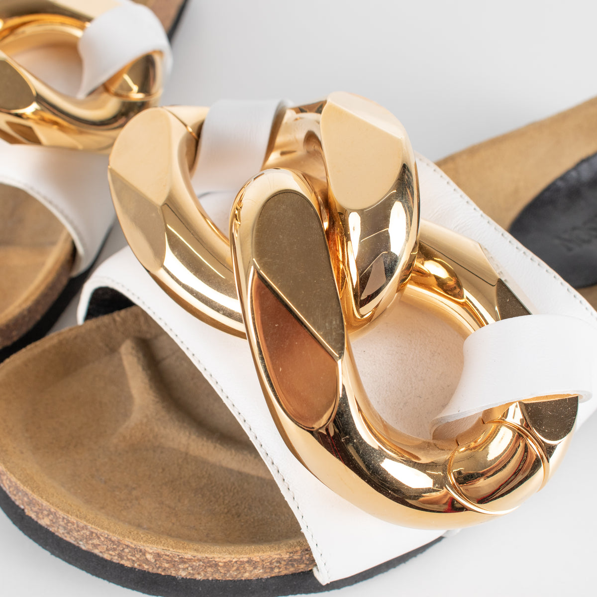 JW Anderson White Chain Link Sliders