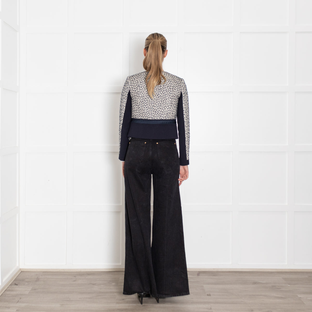 Tory Burch Navy White Tweed Short Jacket