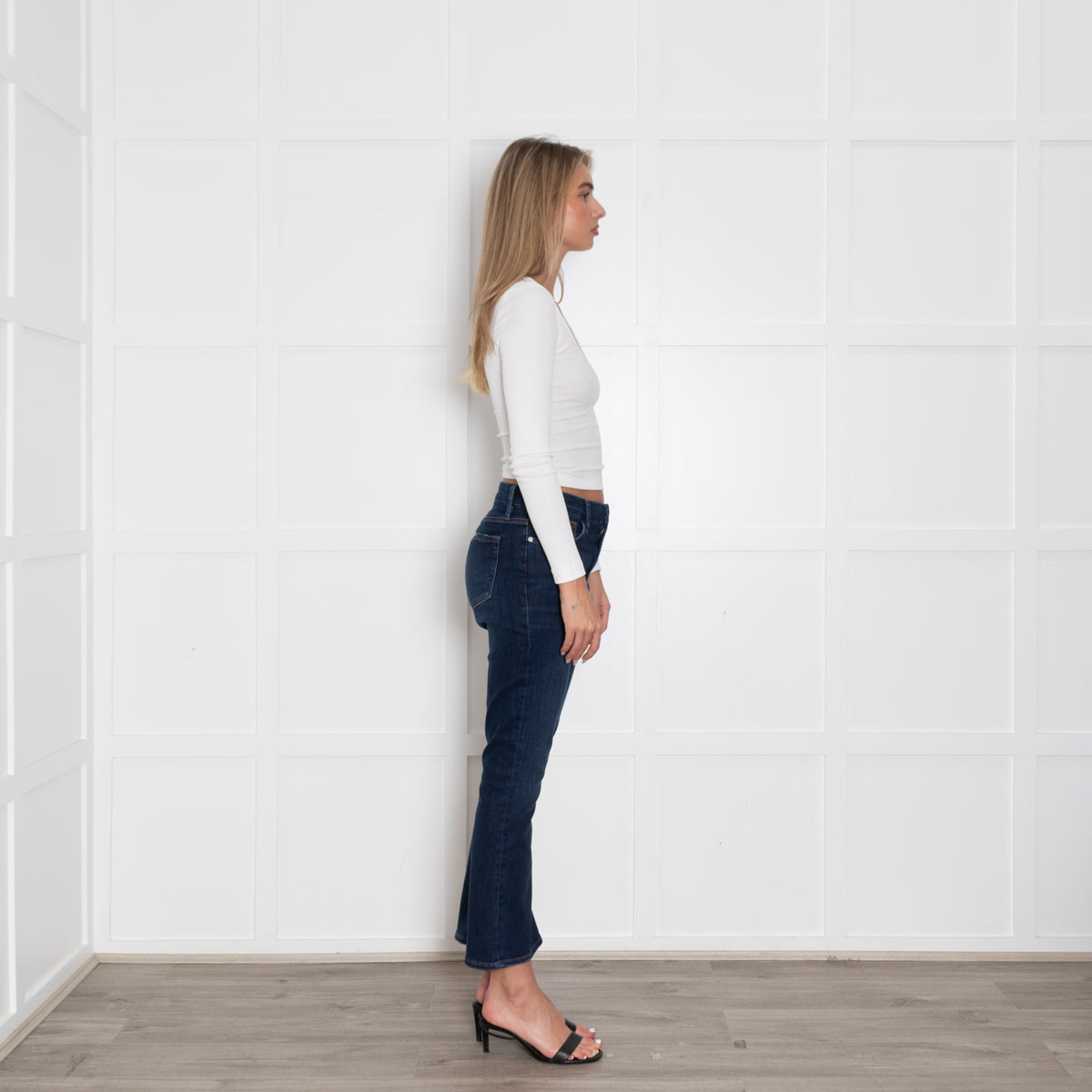 Frame Dark Blue Denim Le Crop Mini Boot Jeans