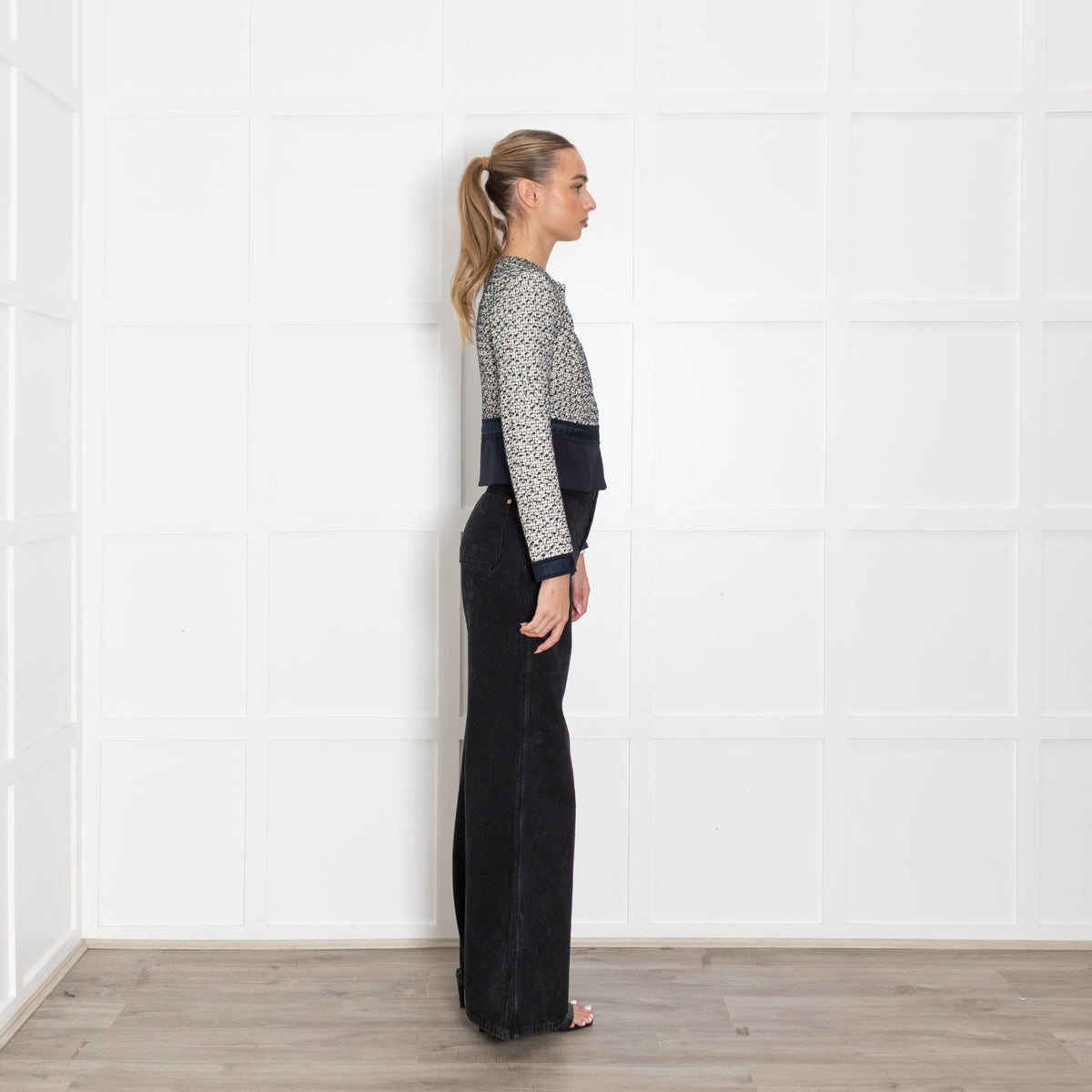 Tory Burch Navy White Tweed Short Jacket