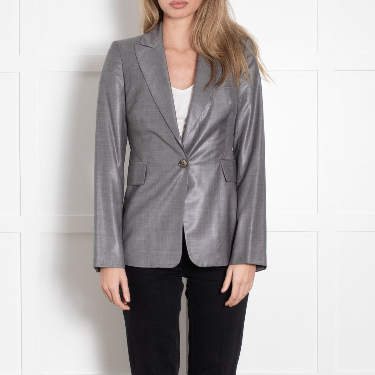 Joseph Grey Shiny Finish Fine Wool Blazer Jacket