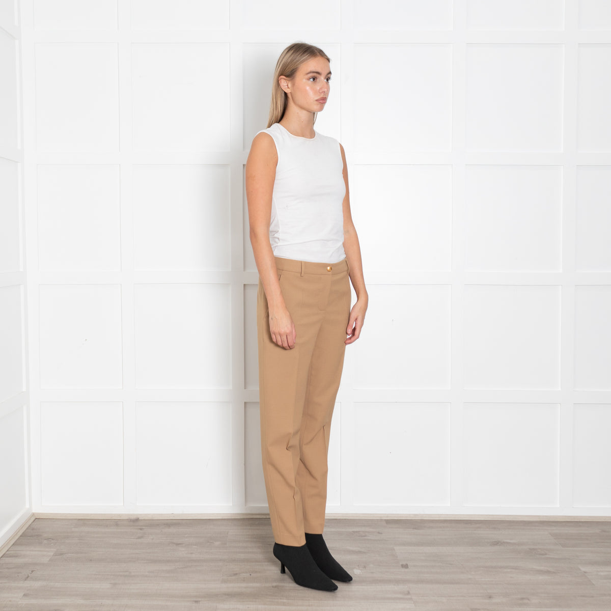 Boutique Moschino Camel Straight Tailored Trousers