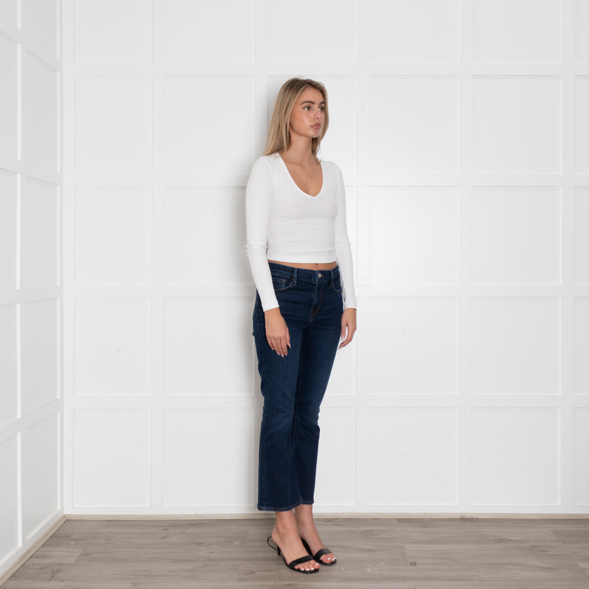 Frame Dark Blue Denim Le Crop Mini Boot Jeans