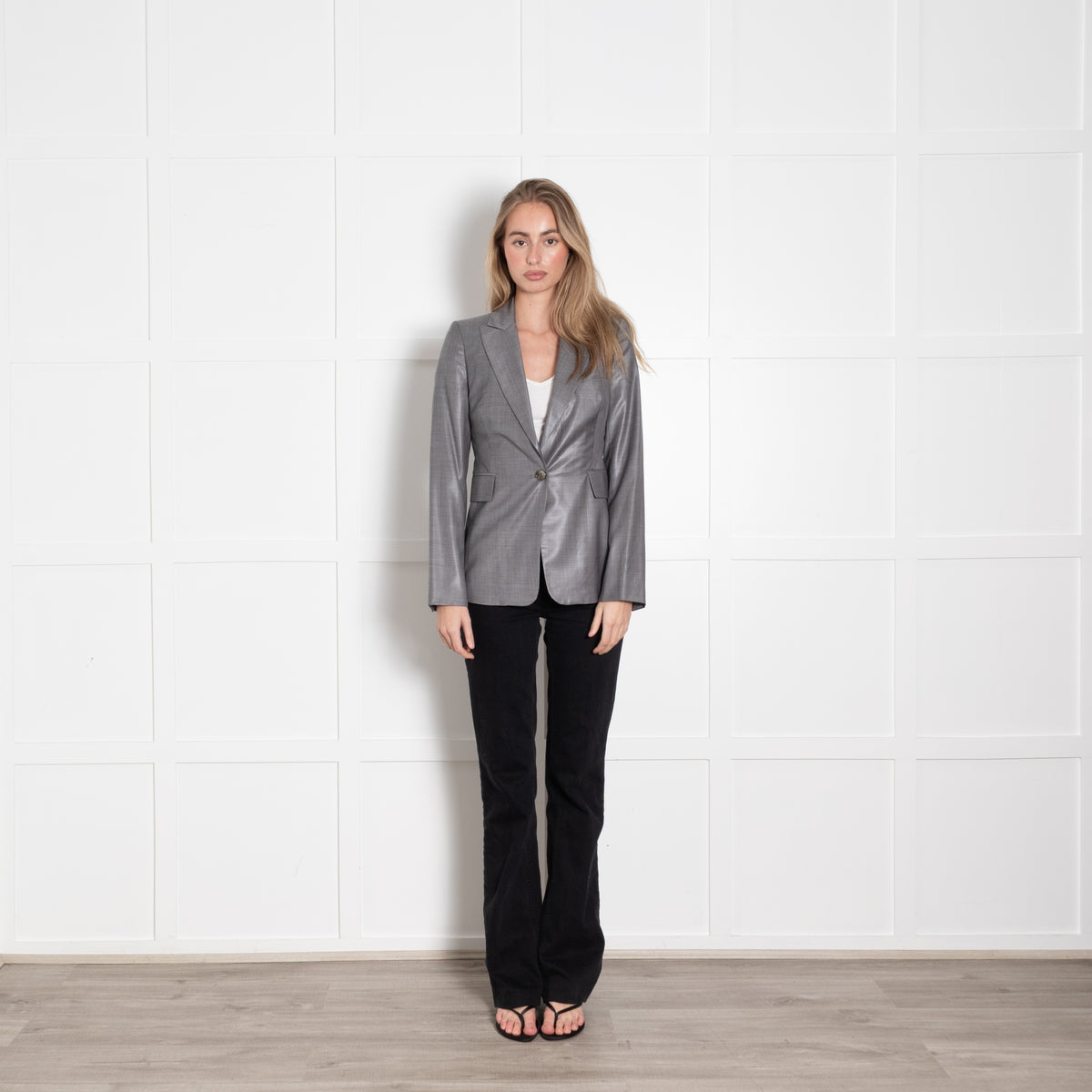 Joseph Grey Shiny Finish Fine Wool Blazer Jacket