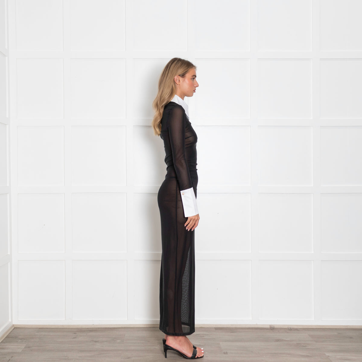 Tokyo Foxtrot Black Sheer Shirt Effect Maxi Dress