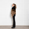 Maliparmi Black Dark Brown Light Brown Short Faux Fur Jacket