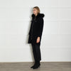 Maje Navy Coat with Fur Trim Hood