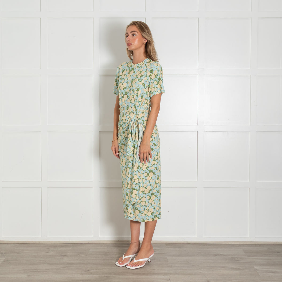 Les Reveries Blue Floral Stretch Jersey Dress