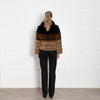 Maliparmi Black Dark Brown Light Brown Short Faux Fur Jacket