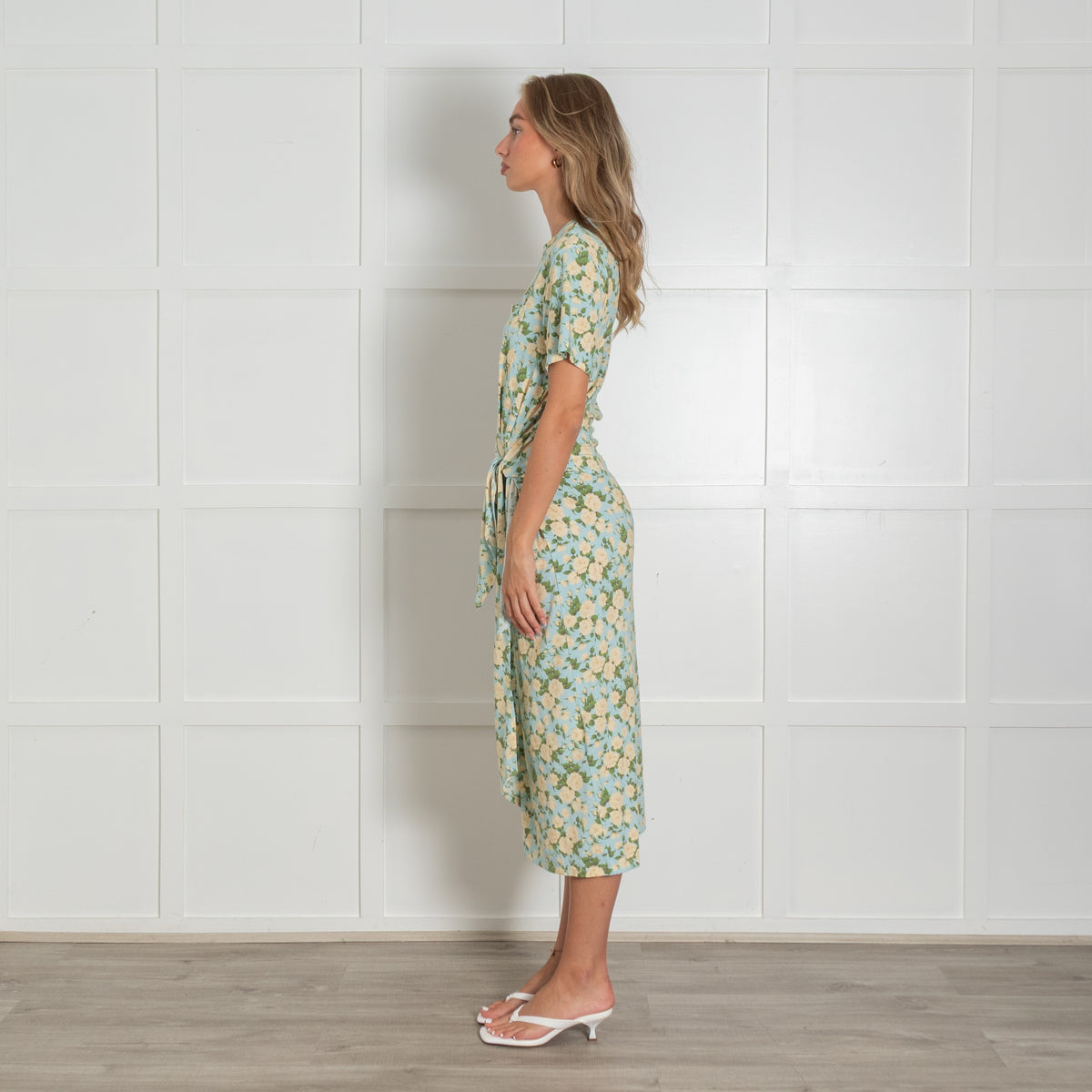 Les Reveries Blue Floral Stretch Jersey Dress