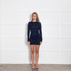 Jacquemus Navy Rib Knit Mini Dress with Ruched Sides