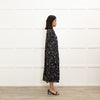 Custommade Black Yellow Blue Ditzy Floral Print Dress