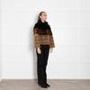 Maliparmi Black Dark Brown Light Brown Short Faux Fur Jacket