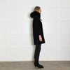 Maje Navy Coat with Fur Trim Hood