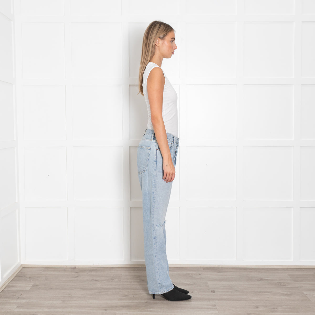 Agolde Pale Blue Rip Knee Jeans