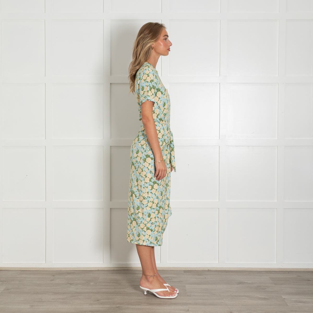 Les Reveries Blue Floral Stretch Jersey Dress
