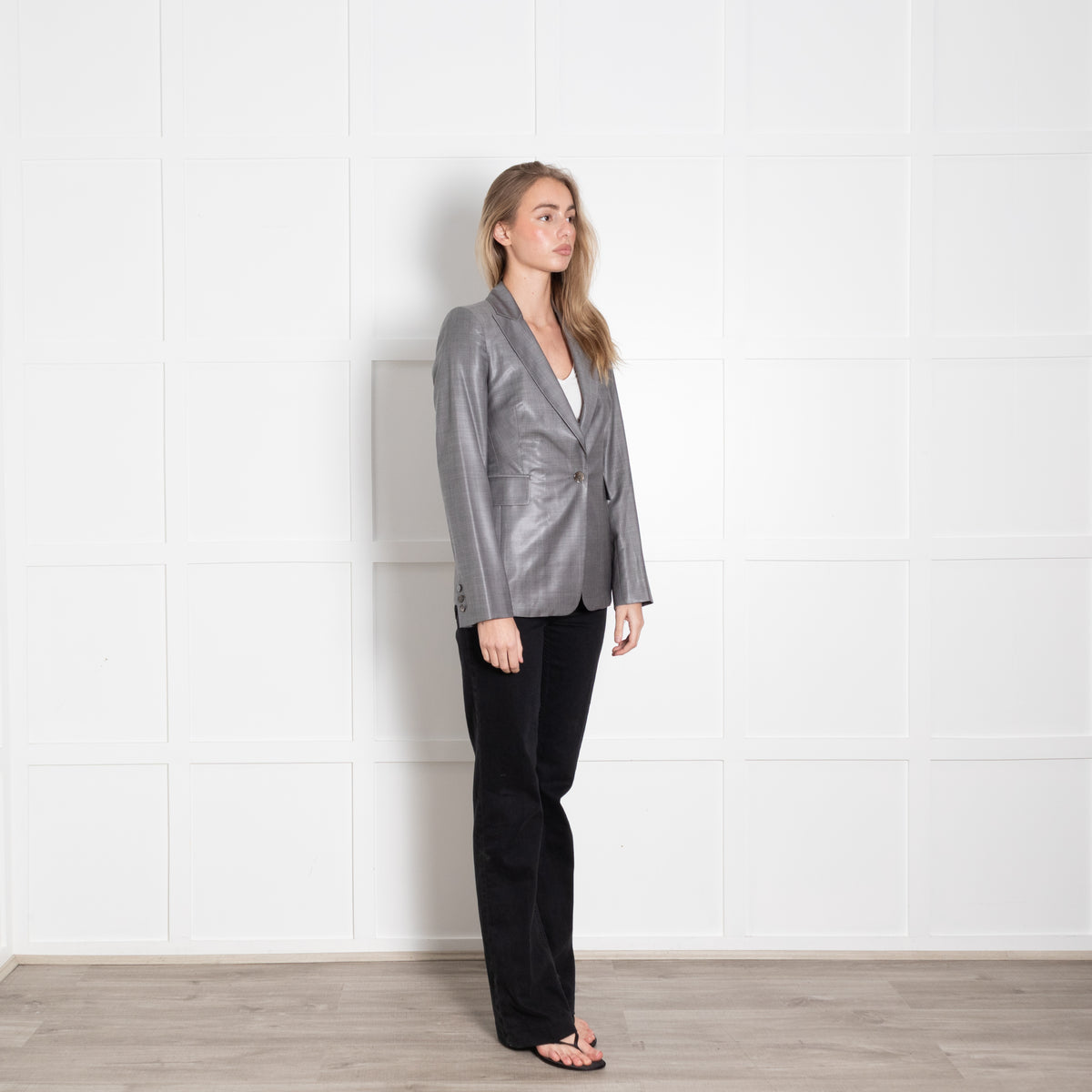 Joseph Grey Shiny Finish Fine Wool Blazer Jacket