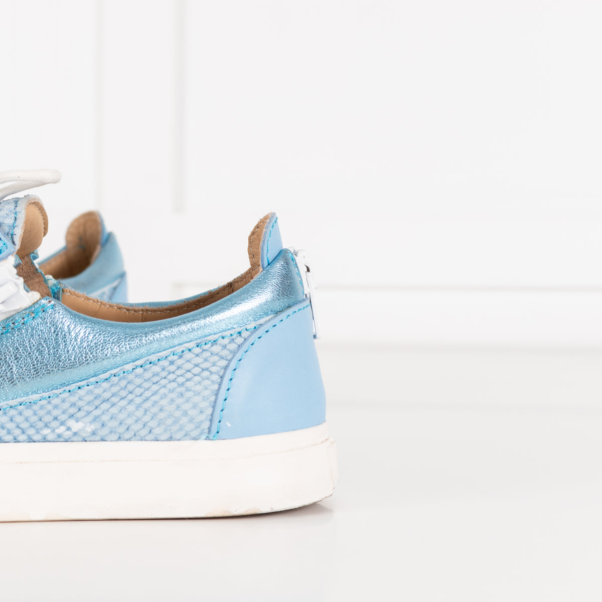Giuseppe Zanotti Blue White Snake Skin Trainers