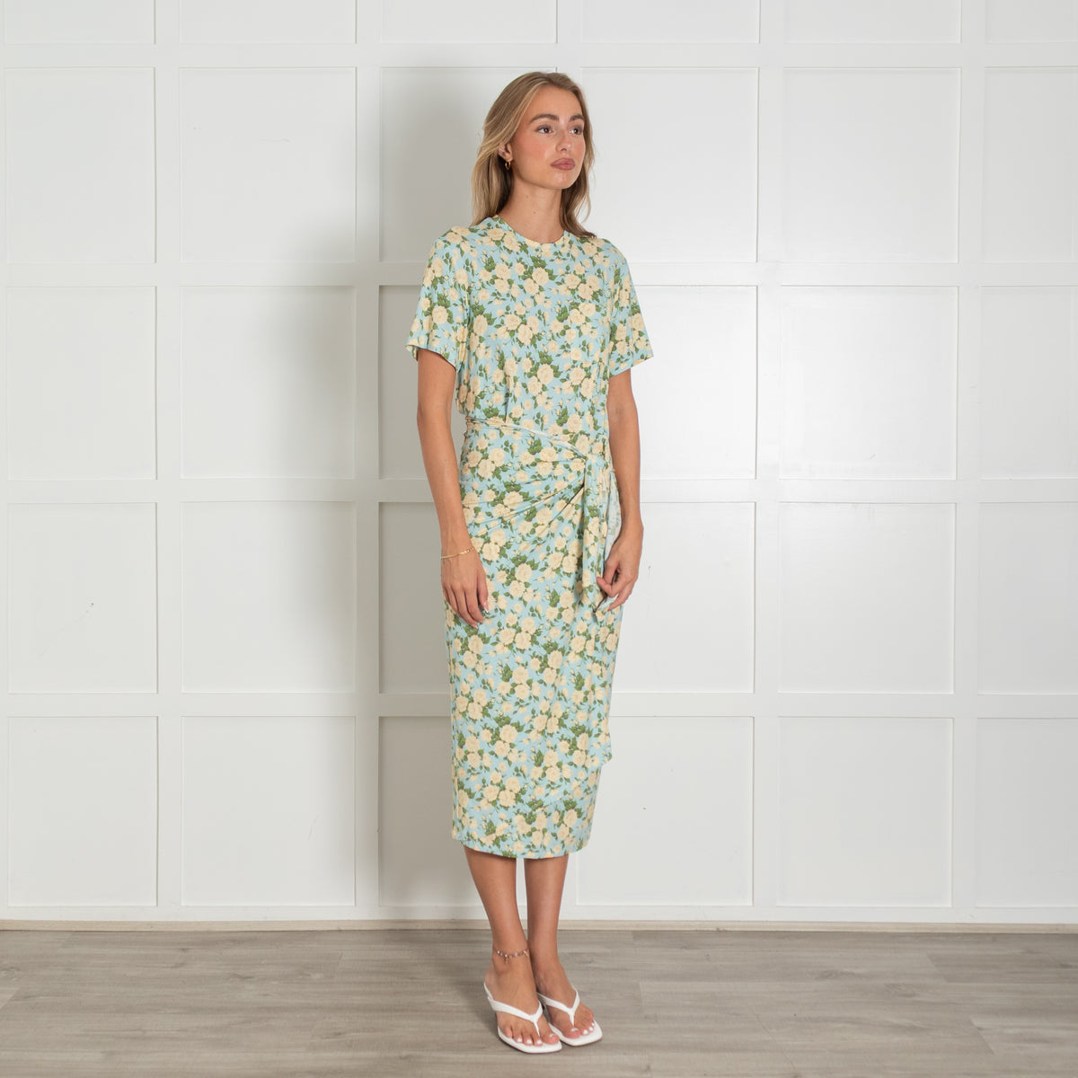 Les Reveries Blue Floral Stretch Jersey Dress