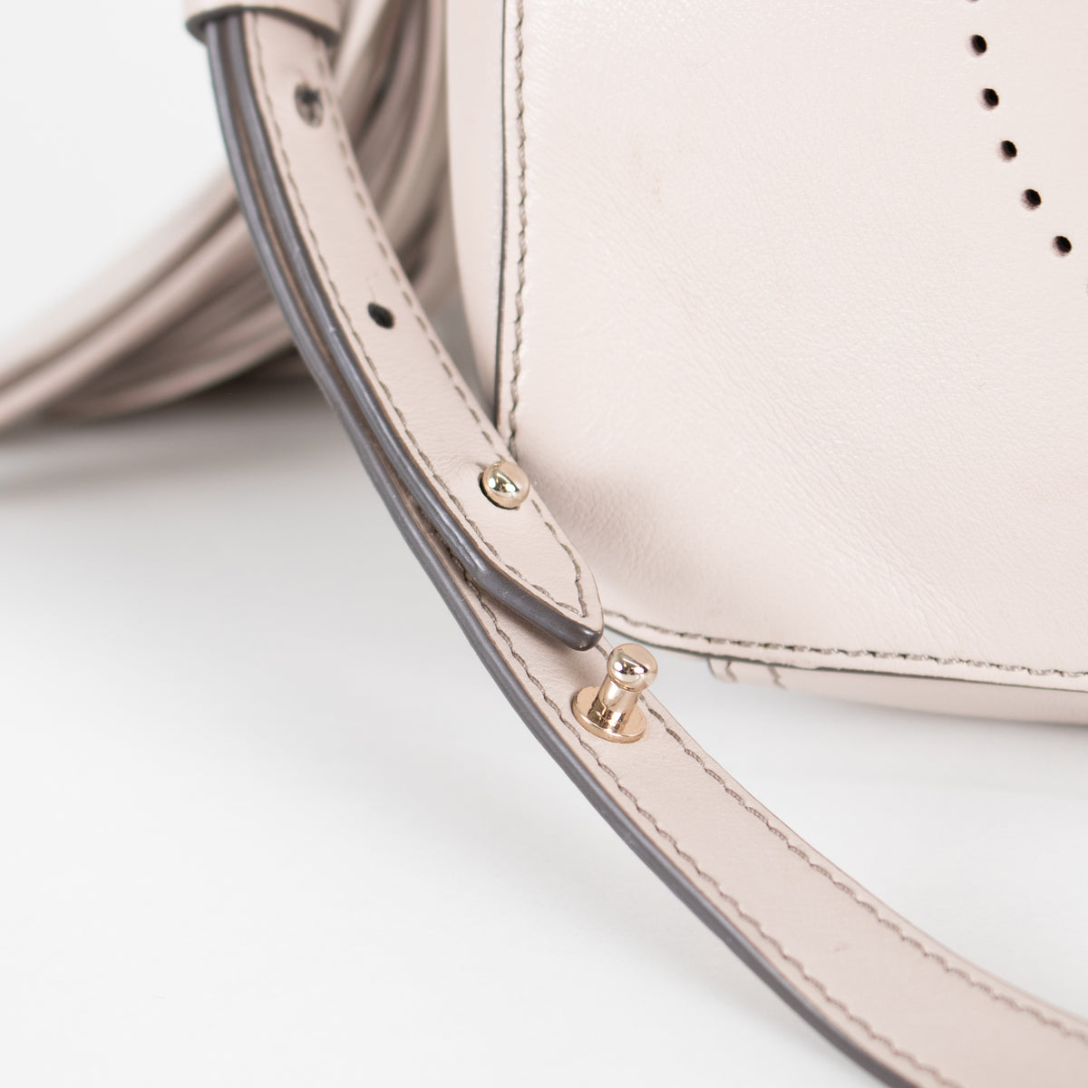 Anya Hindmarch Taupe Perforated Smiley Face Crossbody Bag