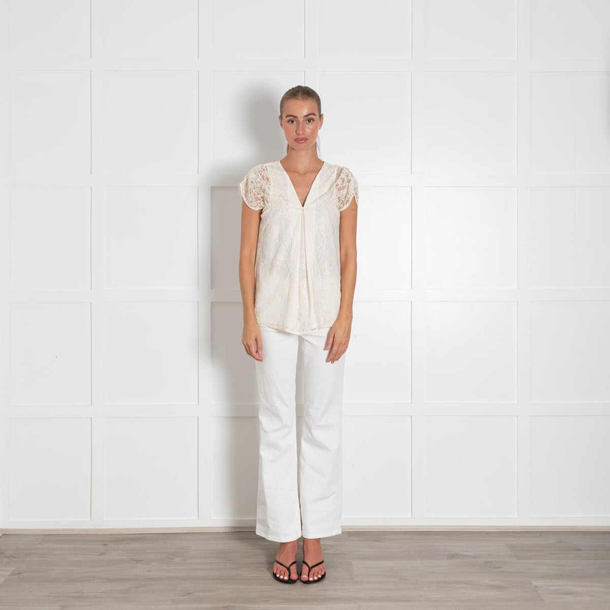 Paul & Joe Sister Cream Lace V-Neck Top