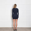 Jacquemus Navy Rib Knit Mini Dress with Ruched Sides