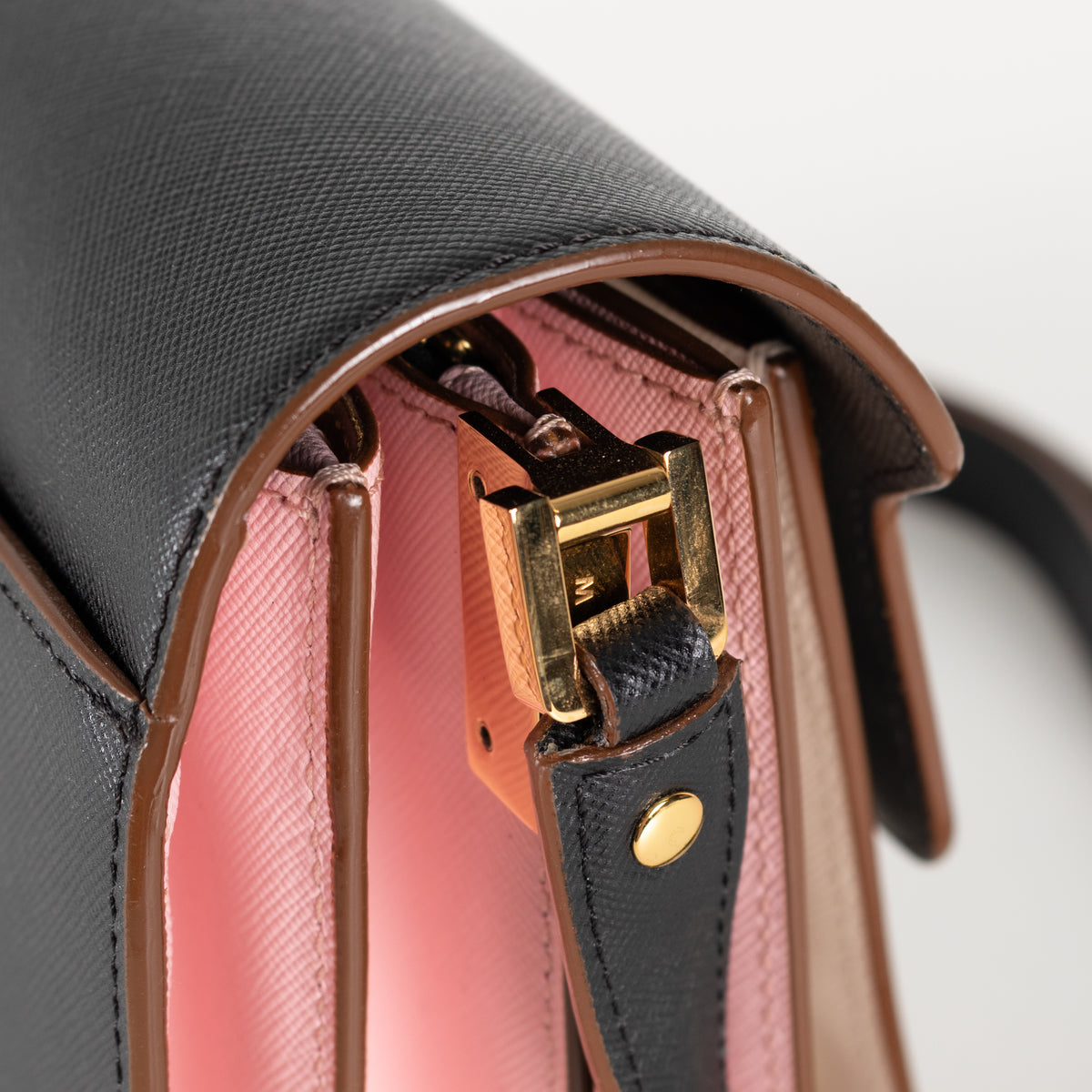 Marni Trunk Pink Colour Black Shoulder Bag