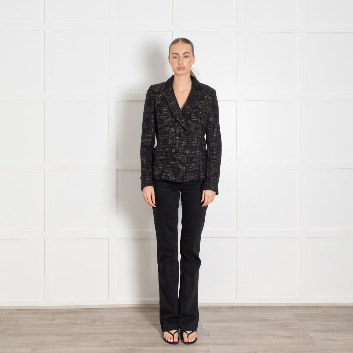 Isabel Marant Navy Beige Fleck Knit Jacket