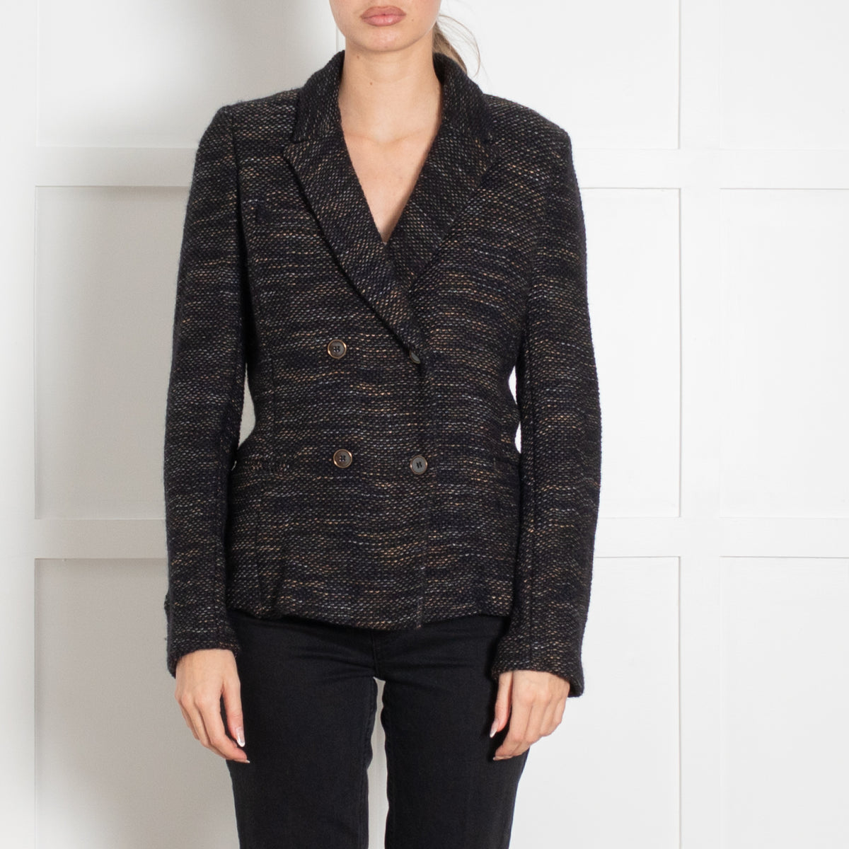 Isabel Marant Navy Beige Fleck Knit Jacket