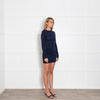 Jacquemus Navy Rib Knit Mini Dress with Ruched Sides