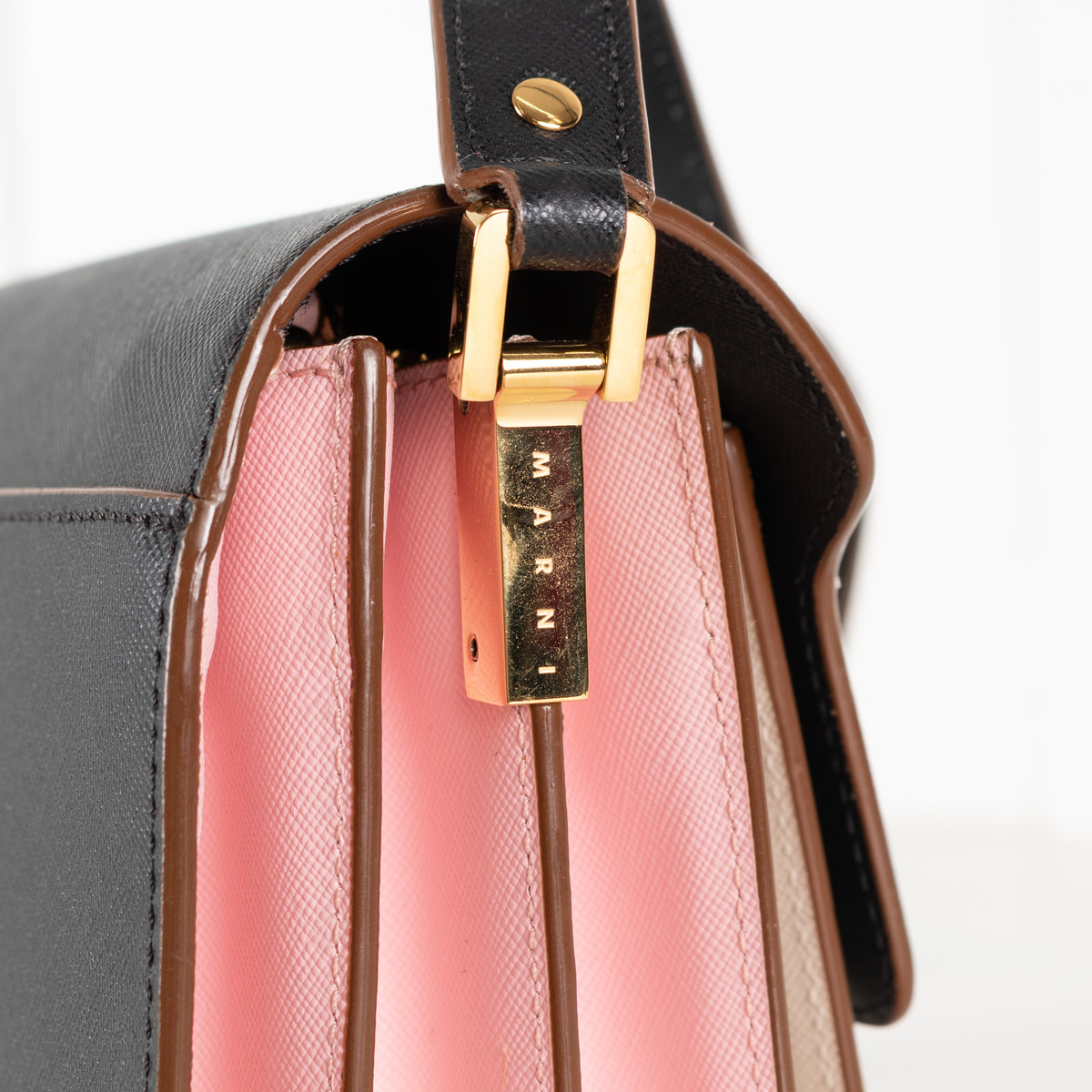Marni Trunk Pink Colour Black Shoulder Bag
