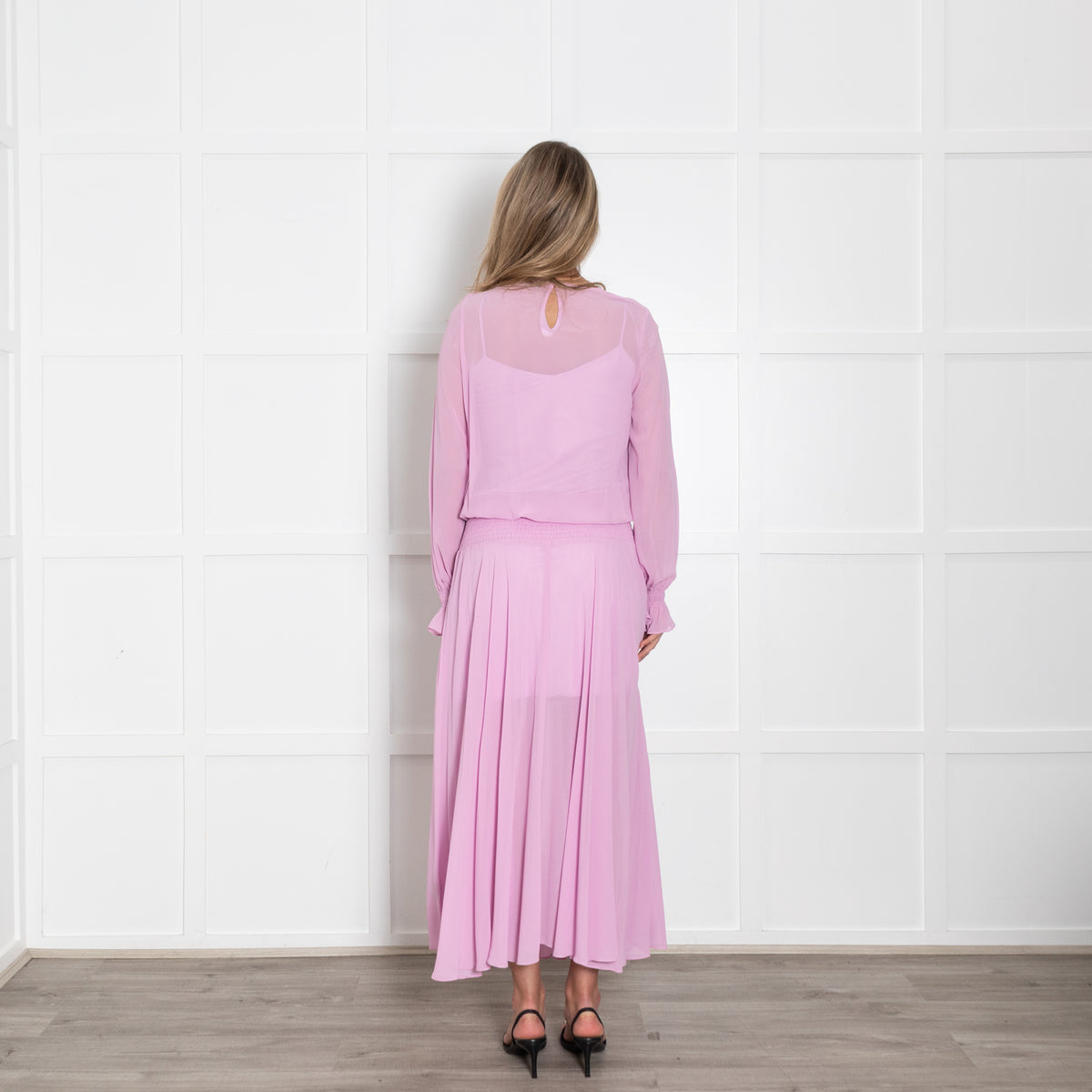 Preen Line Purple Sheer Ruffle Detail Maxi Dress