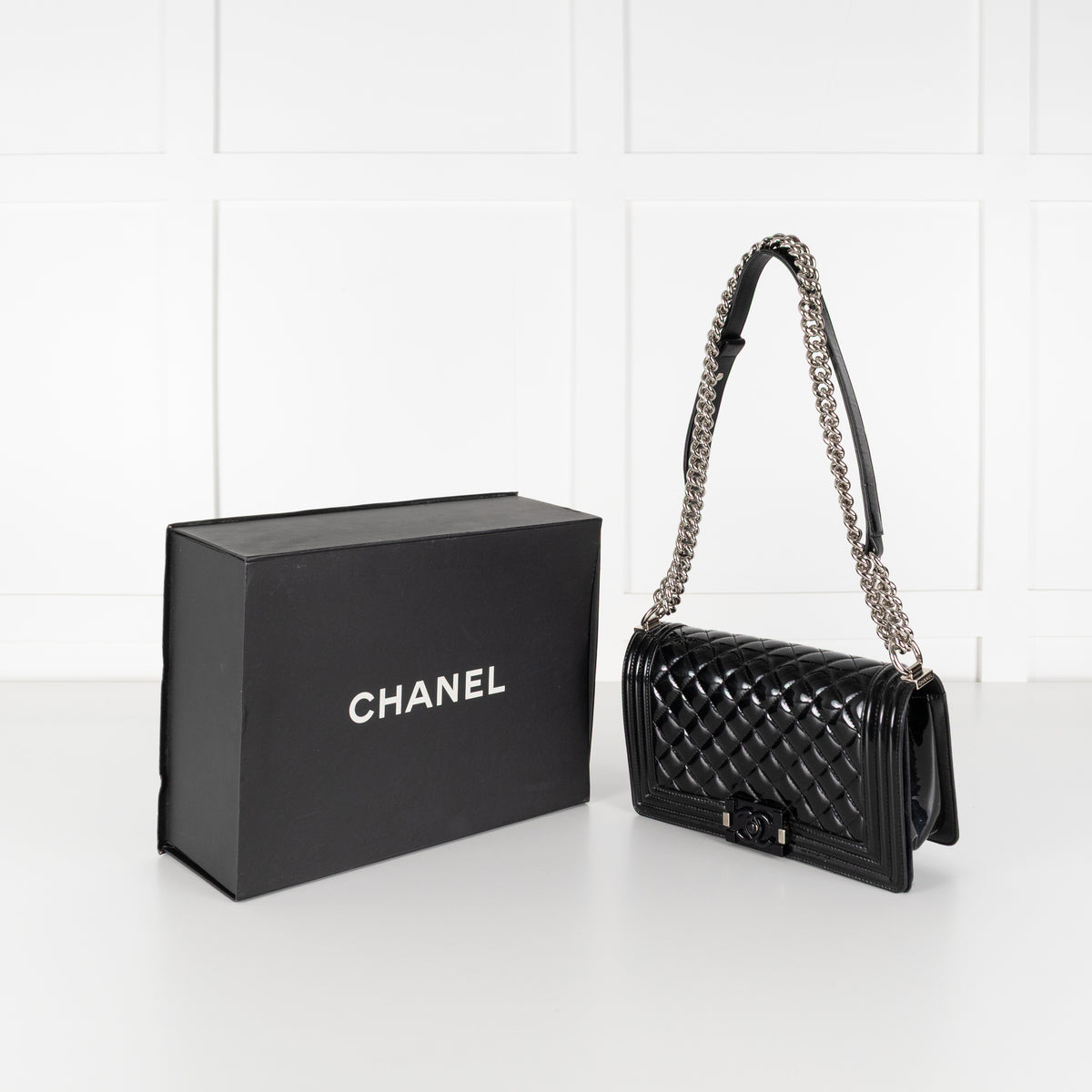 Chanel Black Patent Leather Boy Flap bag