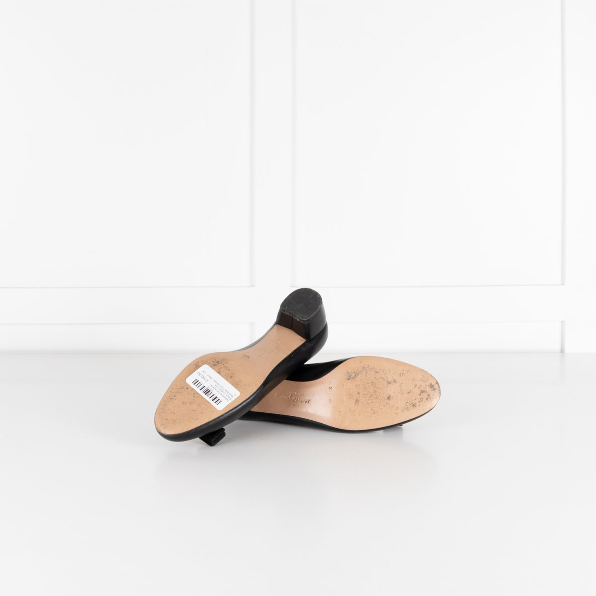 Salvatore Ferragamo Black Leather Low Heel Bow Front Shoes