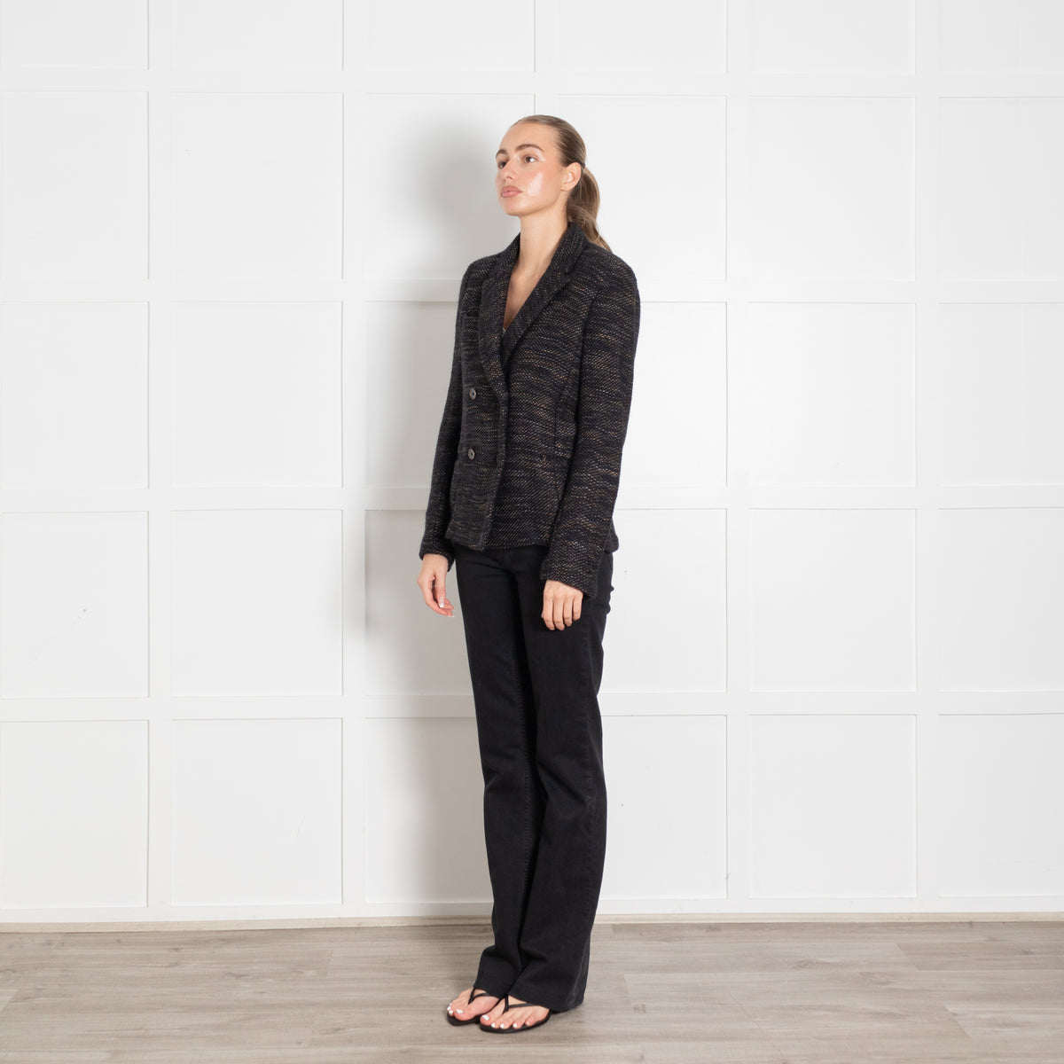 Isabel Marant Navy Beige Fleck Knit Jacket