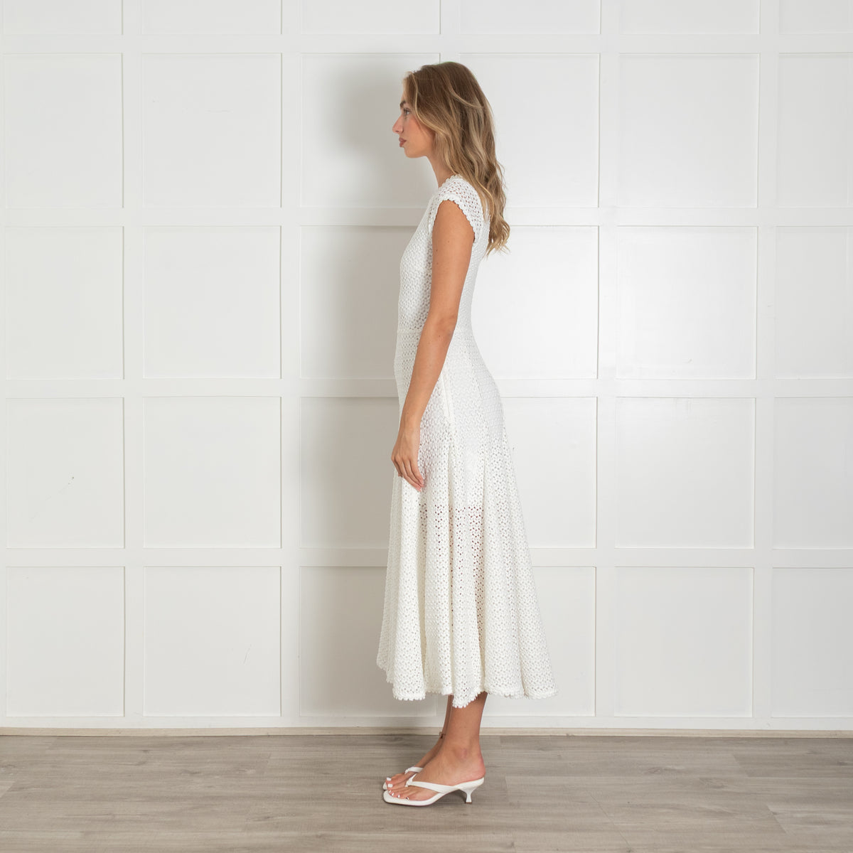 Maje Richocha White Open Knit Textured Dress