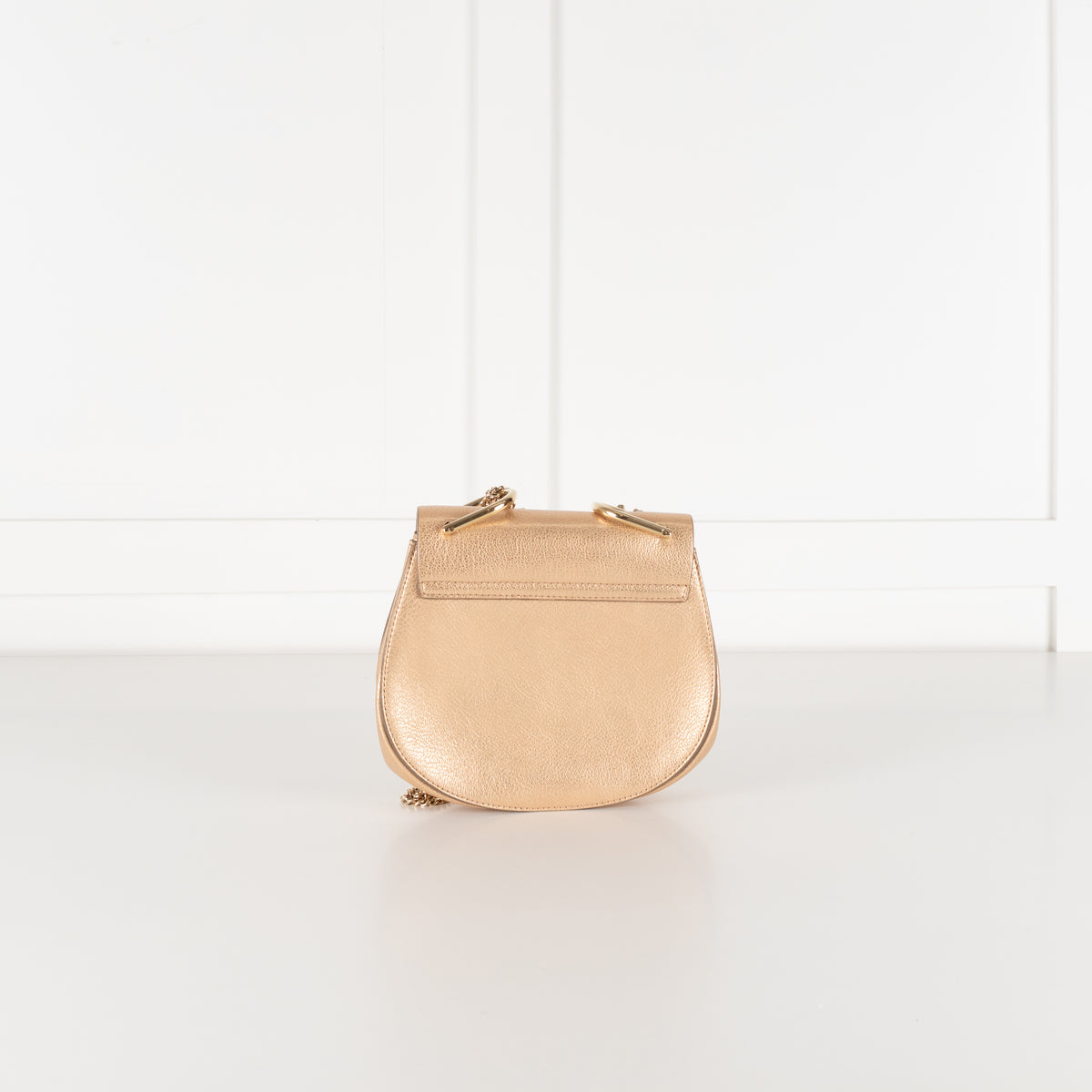 Chloé Gold Grained Leather Drew Crossbody Bag